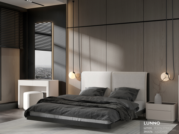 Комод широкий 3+2 LUNNO | ЛУННО эмаль кашемир/ясень choco